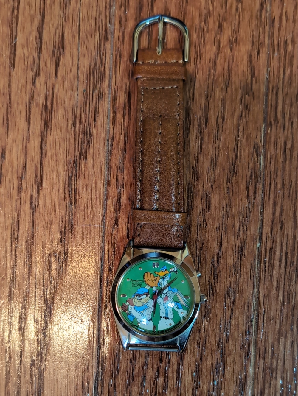 Armitron Bugs Taz + Daffy Take Me Out To The Ballgame 32mm Musical Watch Vintage
